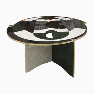 Table Mid-Century Moderne par la Studio en Marbre et Laiton, Italie