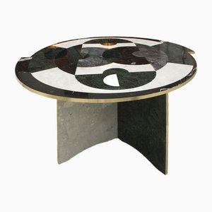 Tavolo circolare Mid-Century moderno by la Studio in marmo e ottone, Italia