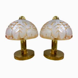 Table Lamps in Glass and Brass by Peill & Putzler, 1970s, Set of 2