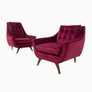 Purple Armchairs in Velvet by Adrian Pearsall, 1950, Set of 2