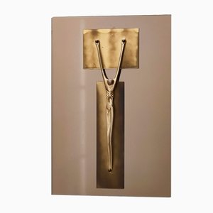 Postmodern Brass and Mirror Crucifix in the style of Fontana Arte, Italy, 1970s