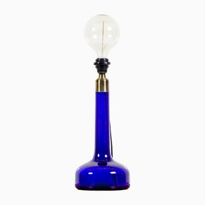 Lampe de Bureau Scandinave en Verre Bleu de Holmegaard, 1960s