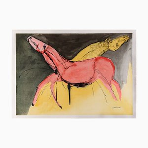 Bruno Cassinari, Cavallo, 1980er, Original Lithographie