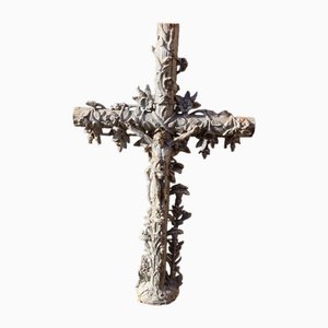 Antique French Cast Iron Crucifix, 1890s