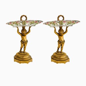 Austrian Gilded Bronze and Crystal Risers, 1800, Set of 2