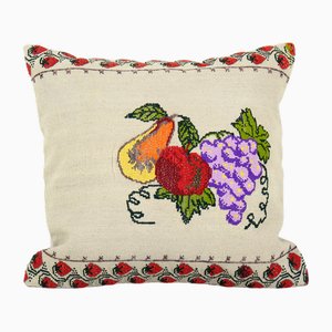 Bohemian Turkish Kilim Cushion with Floral Design, 2010s