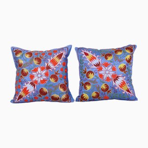 Traditional Silk Suzani Cushion Covers, 2010s, Set of 2