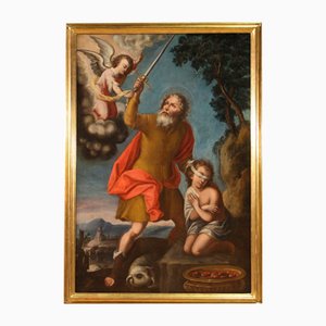 Artista italiano, Sacrificio de Isaac, 1660, óleo sobre lienzo, enmarcado