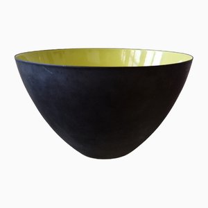 Large Black and Green Krenit Bowl by Herbert Krenchel for Torben Ørskov & Co, Denmark, 1953