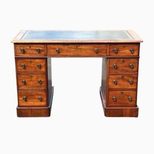 Victorian Mahogany Pedestal Desk with Green Top