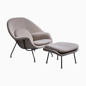 Womb Chair and Ottoman attributed to Eero Saarinen for Knoll, Usa, 1960s, Set of 2