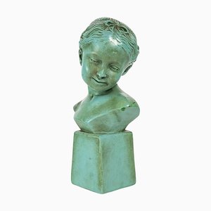 Lacquered Plaster Sculpture or Bust of a Young Girl
