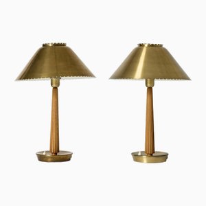 Vintage Brass Table Lamps by Hans Bergström for Asea, 1940s, Set of 2