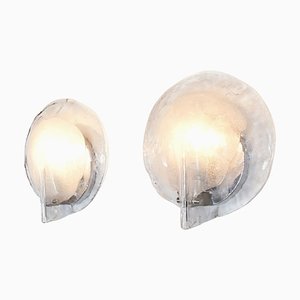 Large Murano Ice Glass Wall Sconces by Carlo Nason for Kalmar, 1960s, Set of 2