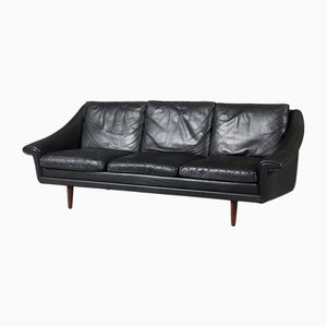 Dänisches Vintage Matador Sofa aus schwarzem Leder von Aage Christiansen