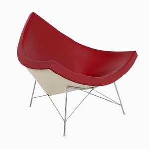 Roter Vintage Leder Coconut Stuhl von George Nelson für Vitra