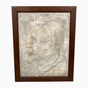 Plaster Profile of Man Bas-Relief By Wladyslaw Gruberski, 1906