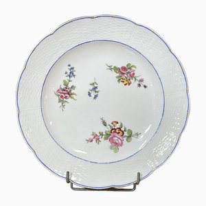 18th Century Porcelain Plate with Polychrome & Flowers from Sèvres