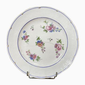 18th Century Porcelain Plate with Polychrome & Flowers from Sèvres