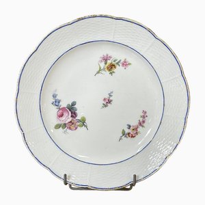 18th Century Porcelain Plate with Polychrome & Flowers from Sèvres
