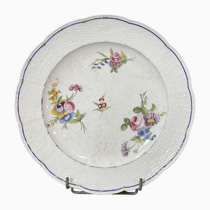 18th Century Porcelain Plate with Polychrome & Flowers from Sèvres