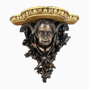 Antique Victorian Black Carved Wall Bracket, 1880s