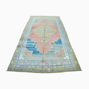 Long Turkish Tribal Faded Wool Rug