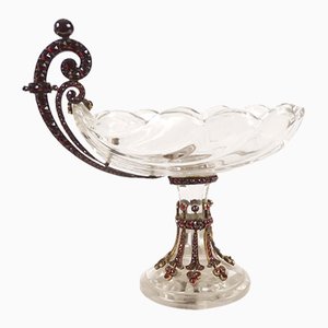Cup on Base in Cut Crystal and Garnets, 19th Century