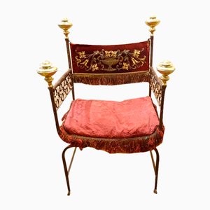 Curule Armchair in Wrought Iron, Italy, 16th Century