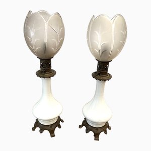 Grandes Lampes à Huile, 19ème Siècle, Set de 2