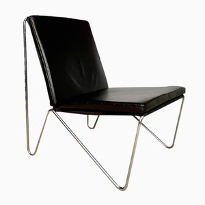 Danish Bachelor Lounge Chair with Leather Cushion Pads by Verner Panton for Fritz Hansen, 1960s
