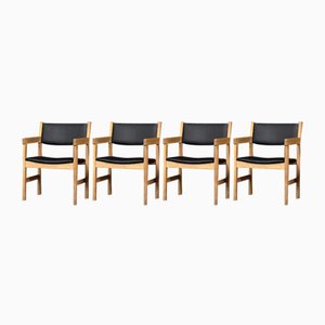 Mid-Century Modern Danish Oak Chairs by Hans J. Wegner for Getama, 1960s, Set of 4