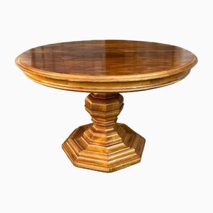 Mesa de comedor ajustable de madera italiana de forma octogonal. 1890