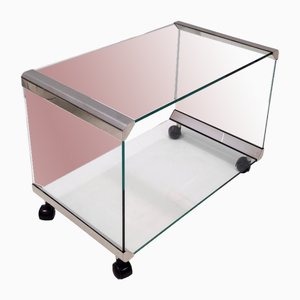 Postmodern Tempered Glass and Steel Coffee Table by Gallotti E Radice, Italy, 1970s