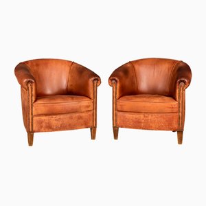 20th Century Dutch Leather Club Chairs, 1970s, Set of 2