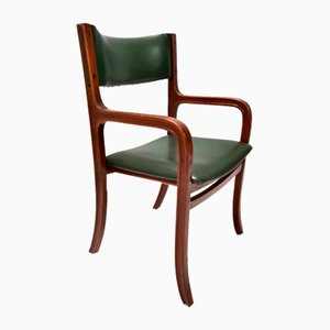 Side Chair with Green Skai Upholstery attributed to Gianfranco Frattini, 1970s