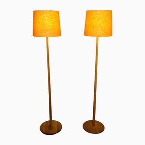 Swedish Aneta Oak Floor Lamps, 1960s , Set of 2