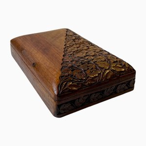 Antique Box in Hand Carved Oak, 1920s