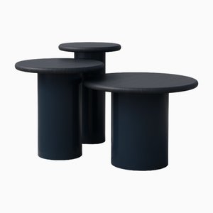 Raindrop Side Table Set in Black Oak and Midnight Blue by Fred Rigby Studio, Set of 3