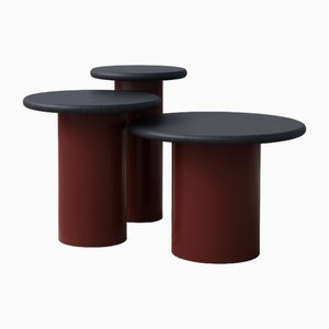 Raindrop Side Table Set in Black Oak and Terracotta by Fred Rigby Studio, Set of 3
