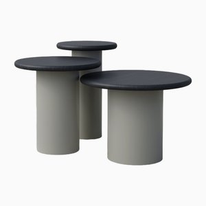 Tavolini Raindrop in quercia nera e grigio ghiaia di Fred Rigby Studio, set di 3