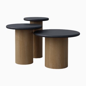 Raindrop Side Table Set in Black Oak and Oak by Fred Rigby Studio, Set of 3