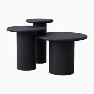 Raindrop Side Table Set in Black Oak and Black Oak by Fred Rigby Studio, Set of 3