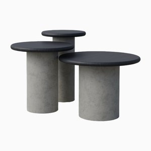 Raindrop Side Table Set in Black Oak and Microcrete by Fred Rigby Studio, Set of 3