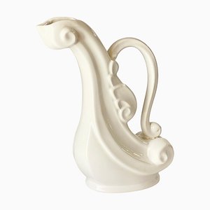 Ceramic Jug with White Color Vallauris France, 1960s