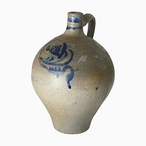Vase Pichet en Grès Décoré de Cobalt, 19ème Siècle