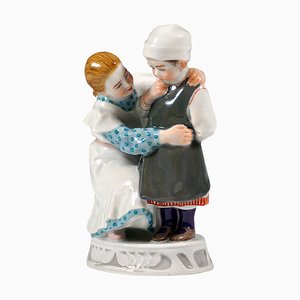 Art Nouveau Girl with Child Figurine by A. Koenig for Meissen, 1890s