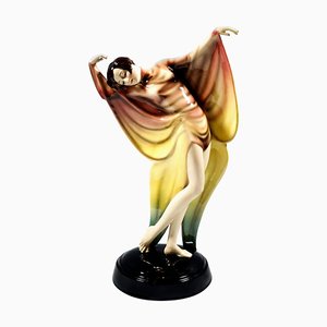 Figurine Art Déco Danseuse en Robe Papillon par Josef Lorenzl, 1930