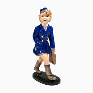 Girl in School Uniform Figurine by Stephan Dakon, 1930s