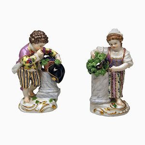 Figurines d'Enfants Modèle F 24 de Meissen, 1870, Set de 2